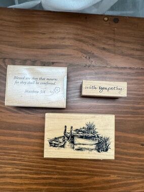 With Sympathy Wooden Stamp Set - Neutral Beige